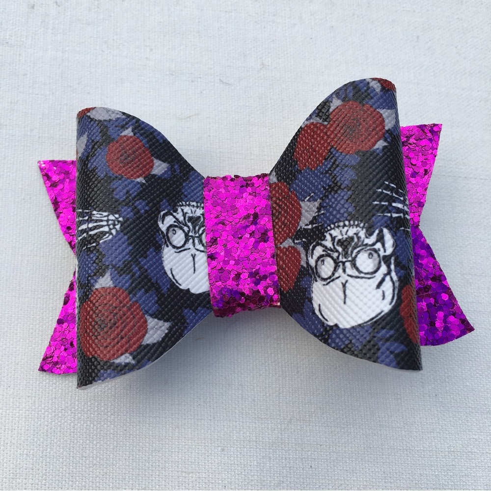 1 Pcs Hair Clip faux leather Glitter handmade Halloween